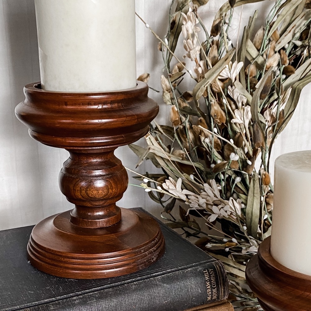 Set of 2 beautiful wood candle holders - Picture 3 of 7